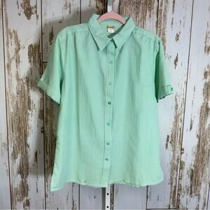 Boca Bay, Mint Green Striped Short Sleeve Blouse. Size Large. Excellent cond!